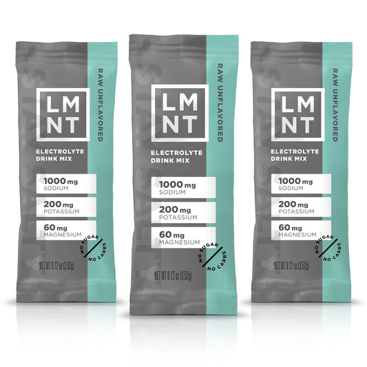 LMNT Zero Sugar Electrolyte Drink Mix with Raw Unflavored Salt - 30 Count Pack