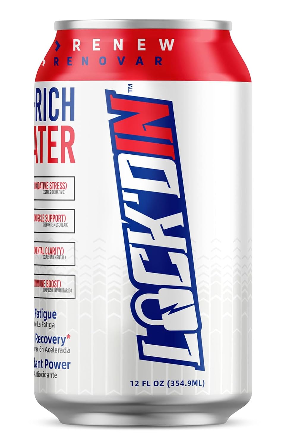 LOCK'DIN Hydrogen Infused Water for Post-Workout Recovery, Natural Purified Water, Quad-C Colloidal Mineral Complex, 12 Oz, 12 Pack - Unflavored