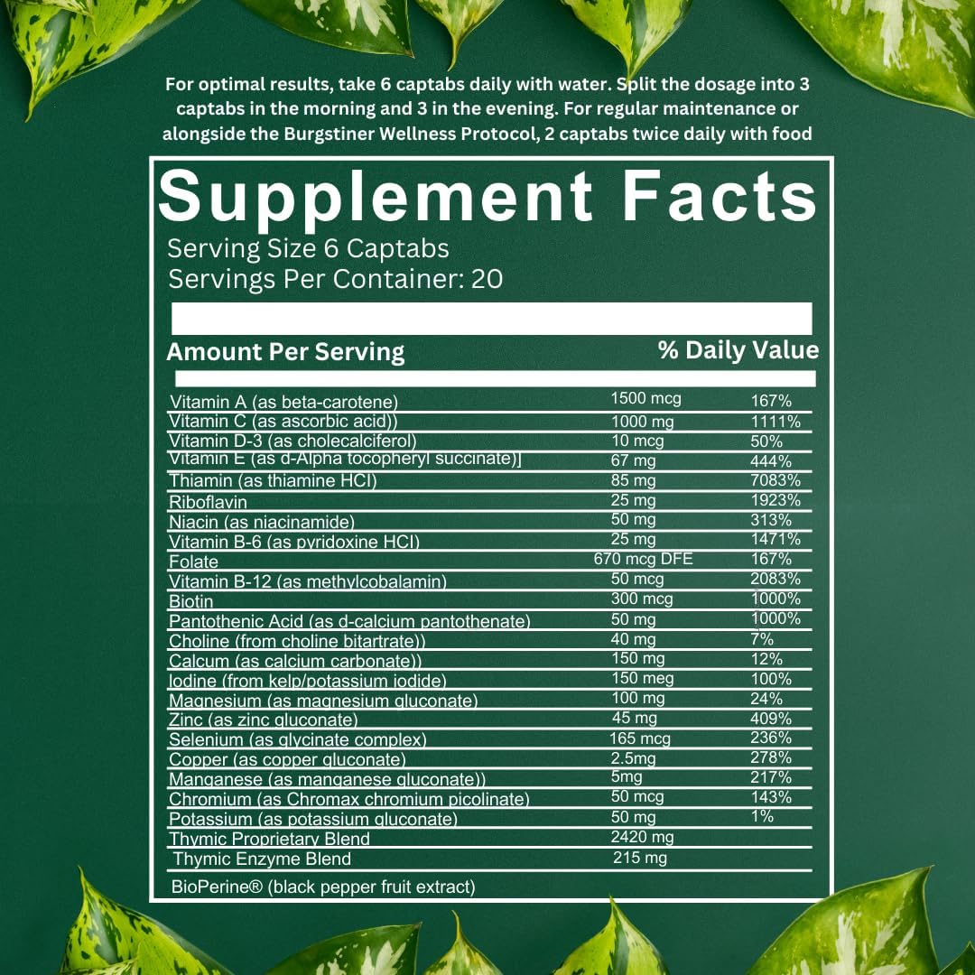 logos nutritionals Complete Thymic Formula™: Multivitamin & Mineral with Thymus Glandular Extracts (120 Count)