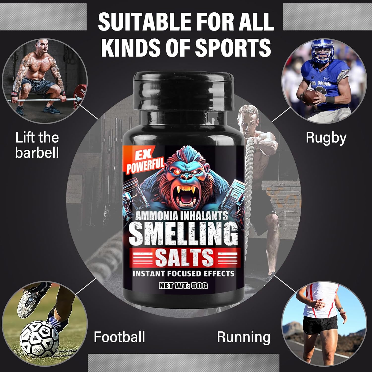 Long Lasting Atrilly Smelling Salts for Athletes in Powerlifting, Weight Lifting, Hockey, Football - Powerful Wake Up Aid