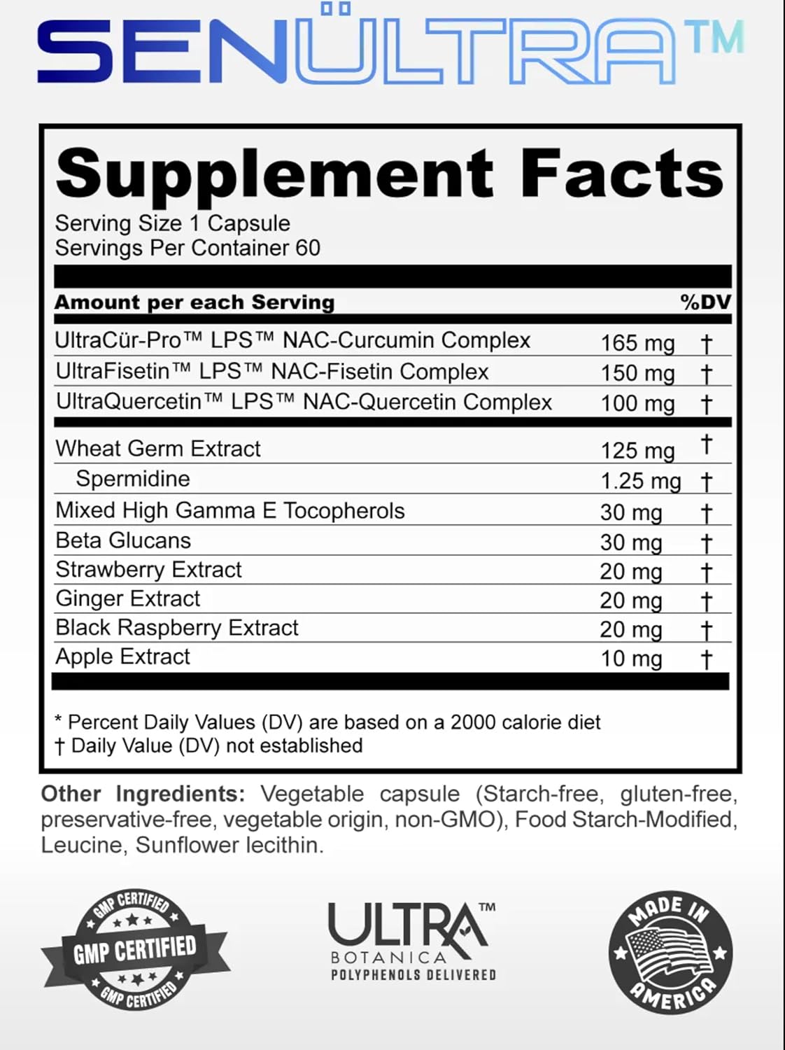 Longevity Formula with Fisetin, Curcumin, Quercetin, and Beta-Glucan - Supports Cellular and Cognitive Health - 60 Capsules