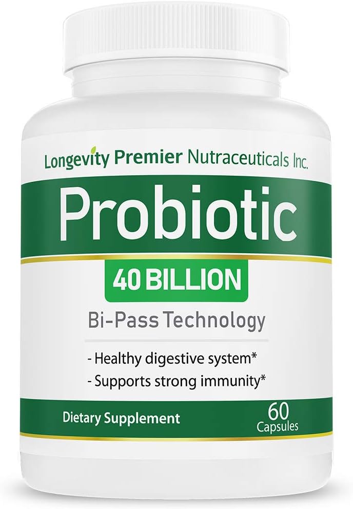Longevity Probiotic 40 Billion CFUs for Colon Digestive Health by Longevity Premier Nutraceuticals Inc