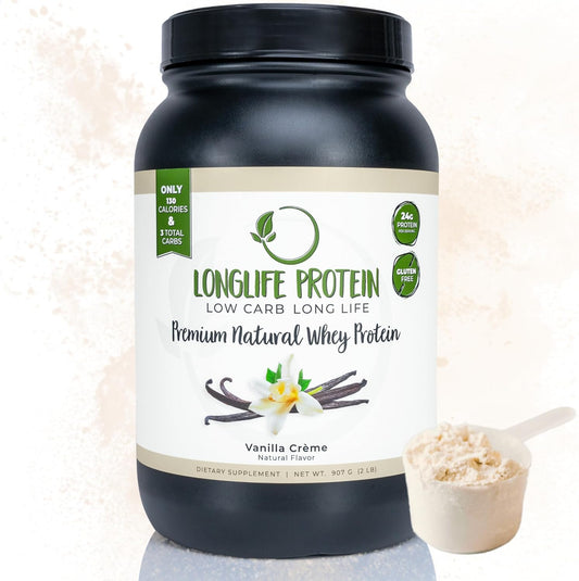 Longlife Protein Premium Vanilla Crème Whey Protein Powder - High-Quality Supplement for Muscle Growth and Recovery