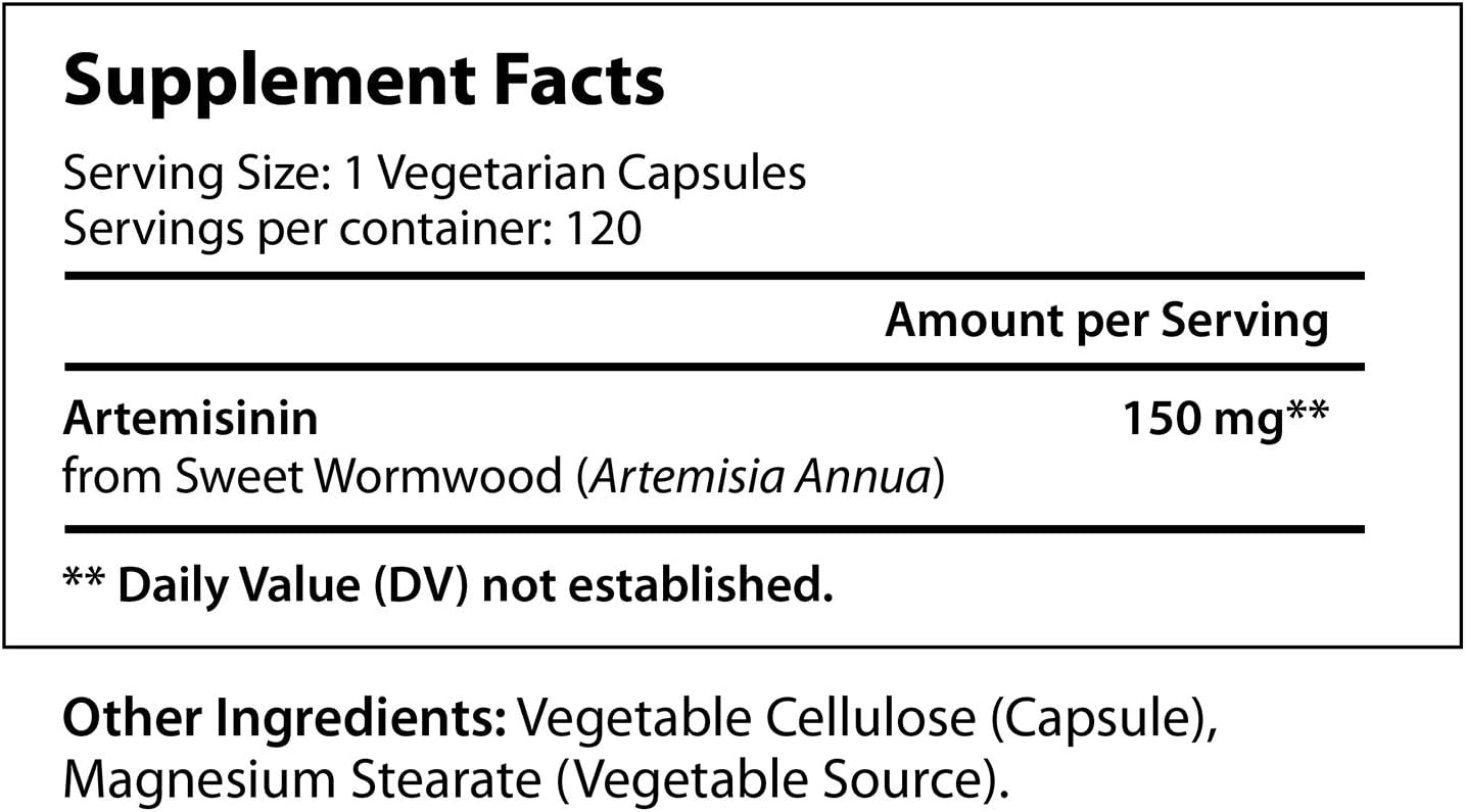 LongLifeNutri Artemisinin 150mg Capsules - Made in USA | 4 Month Supply of Pure Sweet Wormwood Extract | Vegetarian Super Complex Pill
