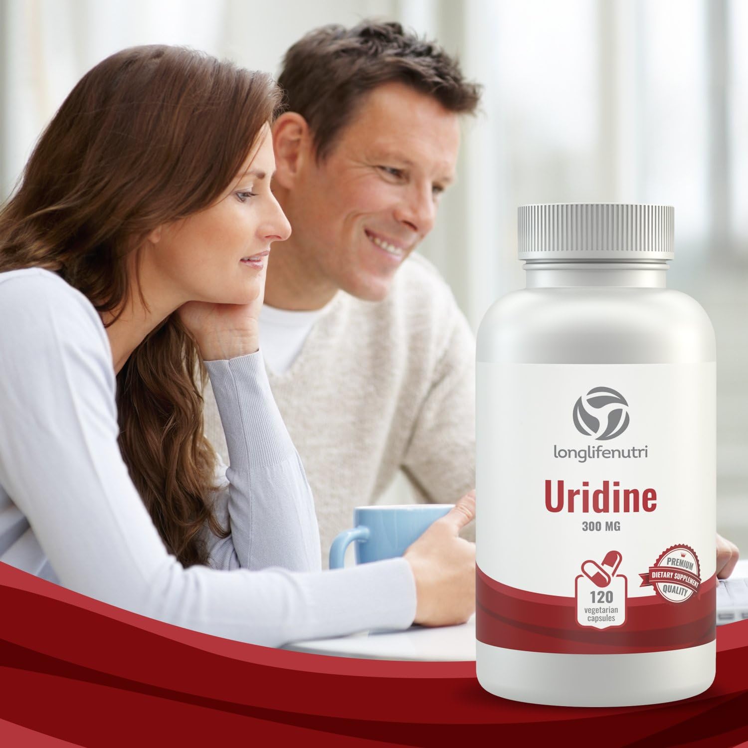 LongLifeNutri Uridine Monophosphate 300mg - 120 Veg Caps | USA-Made Brain & Memory Choline Enhancer | Supports Synapses Growth & Cognitive Health