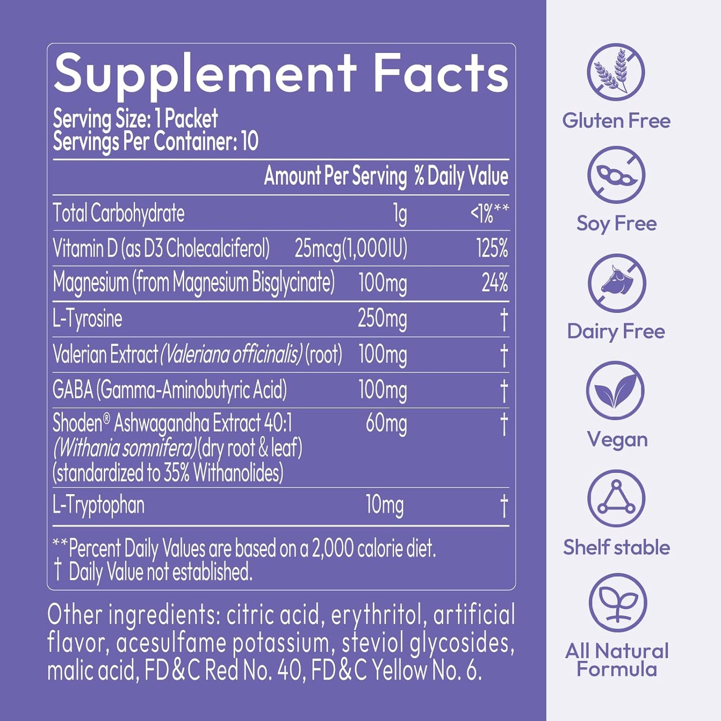 LOTFLY JustCalm Powdered Drink Mix - Natural Stress Relief with Magnesium, Vitamin D, Valerian Root - Promotes Relaxation and Better Sleep - 10 Ct Pack, Non-GMO