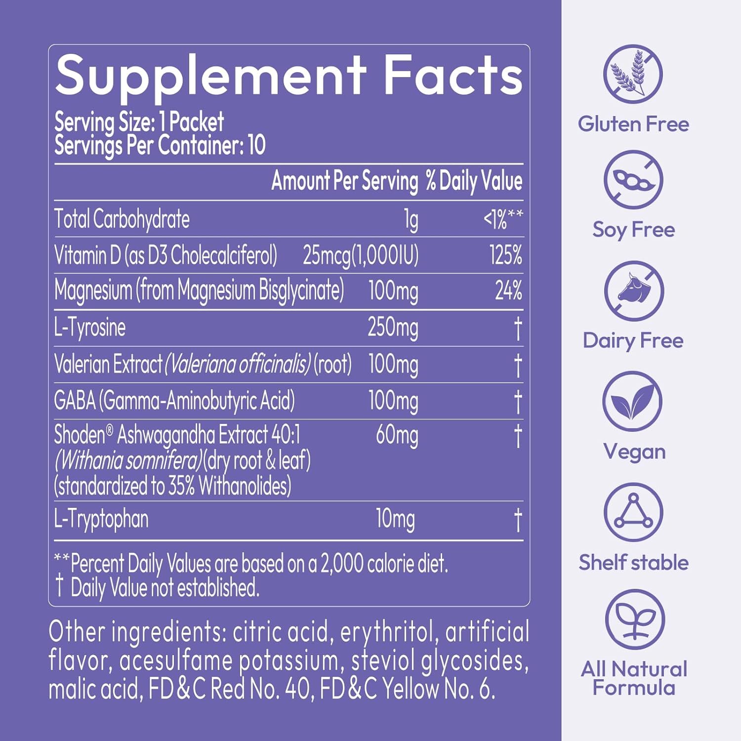 LOTFLY JustCalm Powdered Drink Mix - Natural Stress Relief with Magnesium, Vitamin D, Valerian Root - Promotes Relaxation and Better Sleep - 10 Ct Pack, Non-GMO