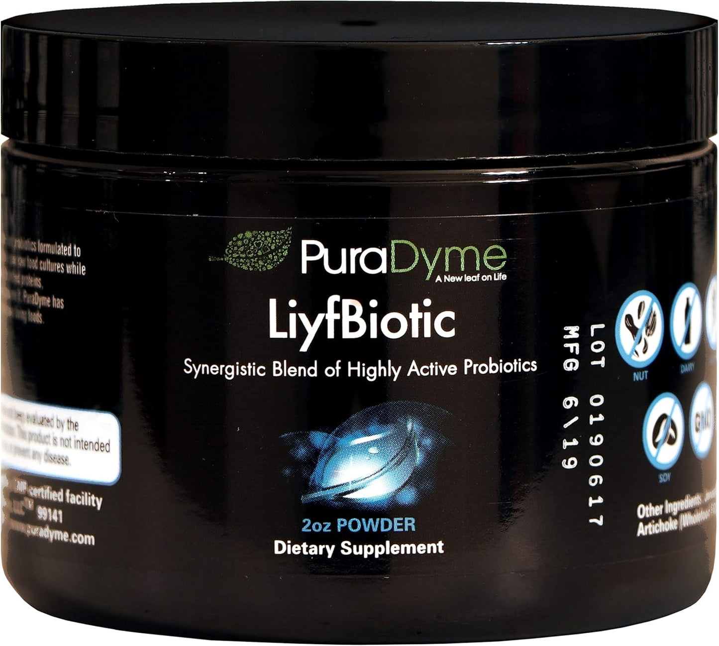 Lou Corona's PuraDyme LiyfBiotic Probiotic Powder Supplement for Digestive Health - 2 oz