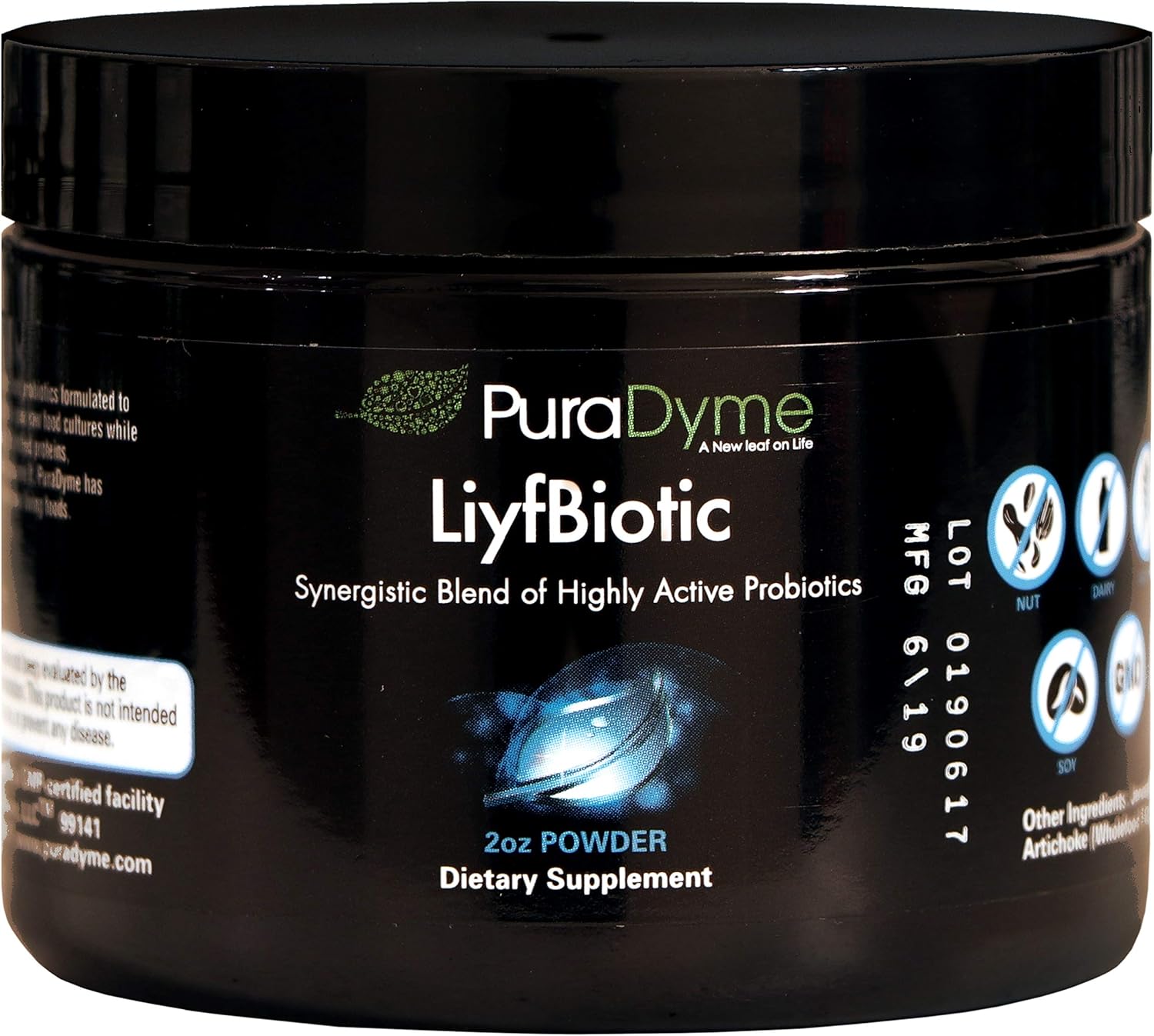 Lou Corona's PuraDyme LiyfBiotic Probiotic Powder Supplement for Digestive Health - 2 oz
