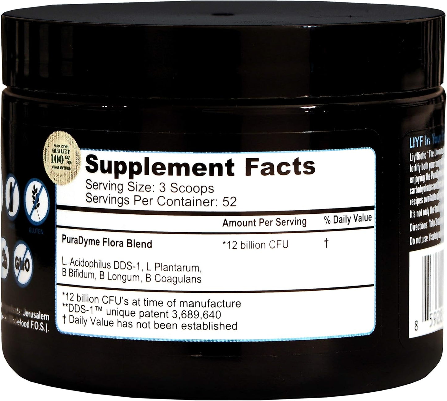 Lou Corona's PuraDyme LiyfBiotic Probiotic Powder Supplement for Digestive Health - 2 oz