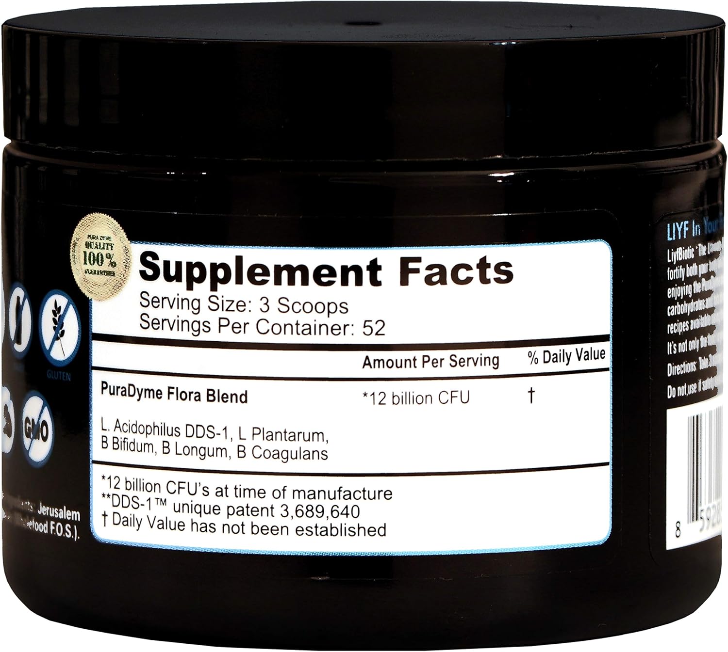 Lou Corona's PuraDyme LiyfBiotic Probiotic Powder Supplement for Digestive Health - 2 oz