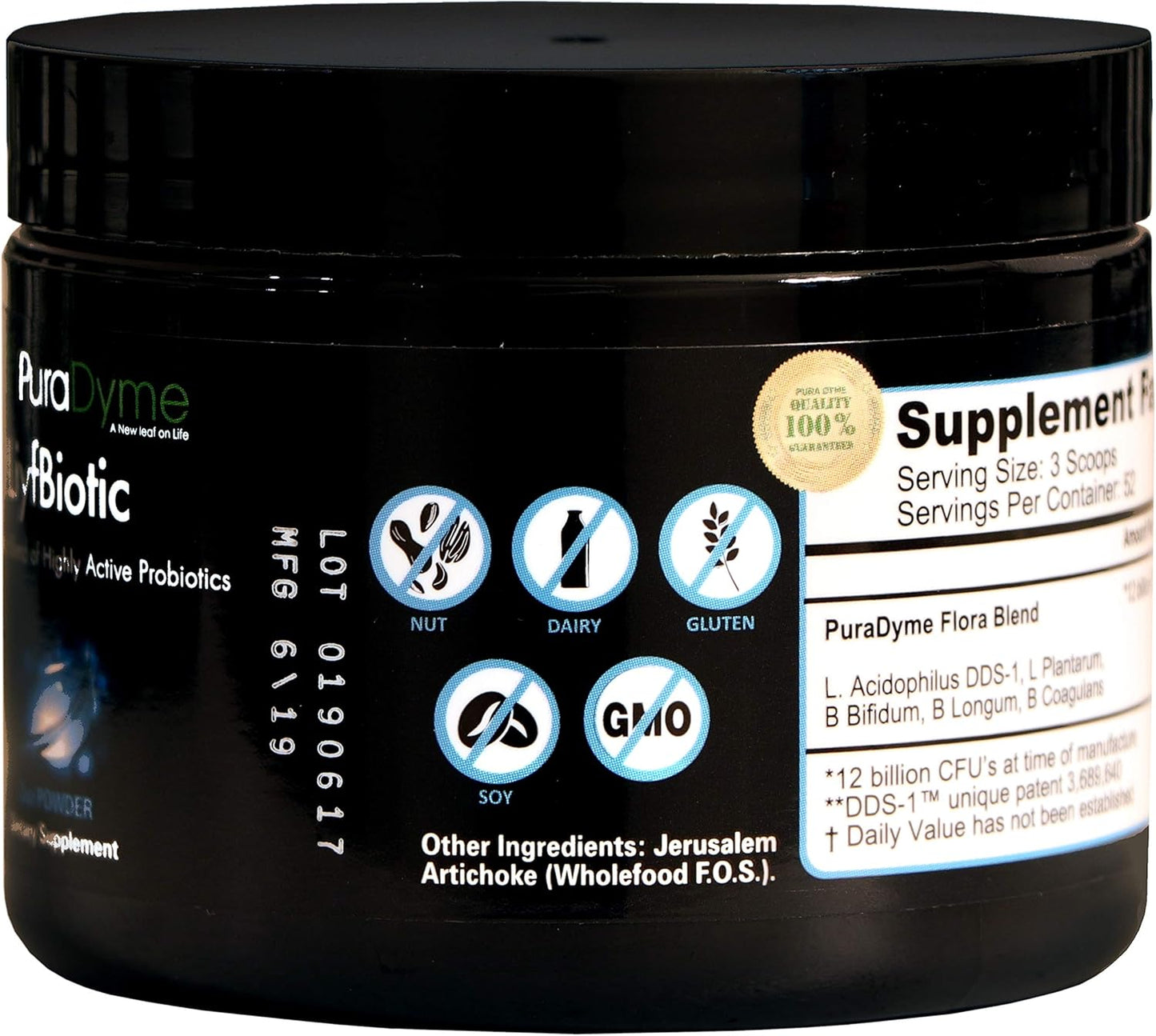 Lou Corona's PuraDyme LiyfBiotic Probiotic Powder Supplement for Digestive Health - 2 oz