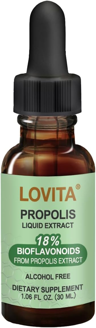 Lovita Bee Propolis Liquid Extract - 500mg | Alcohol-Free 5:1 Propolis Extract for Immune Support - 1 Fl Oz