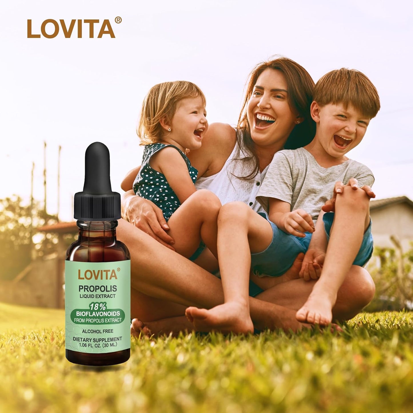 Lovita Bee Propolis Liquid Extract - 500mg | Alcohol-Free 5:1 Propolis Extract for Immune Support - 1 Fl Oz