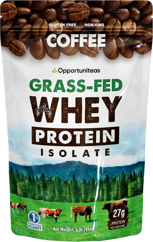 Low Carb Colombian Coffee Whey Protein Powder - Grass Fed Isolate with Caffeine - Keto-Friendly Workout Drink Mix - 1lb - BoostGo Australia