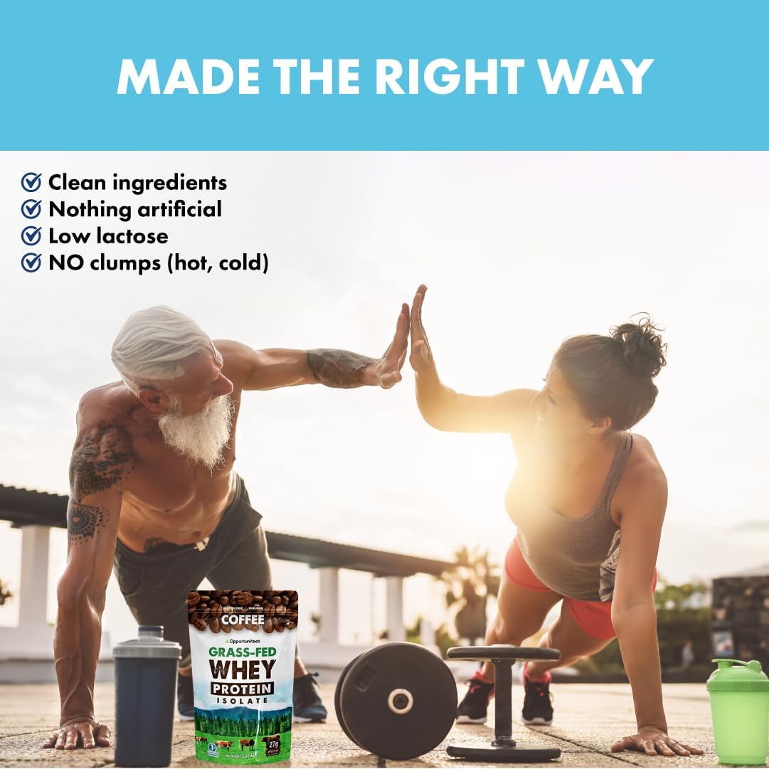 Low Carb Colombian Coffee Whey Protein Powder - Grass Fed Isolate with Caffeine - Keto-Friendly Workout Drink Mix - 1lb - BoostGo Australia