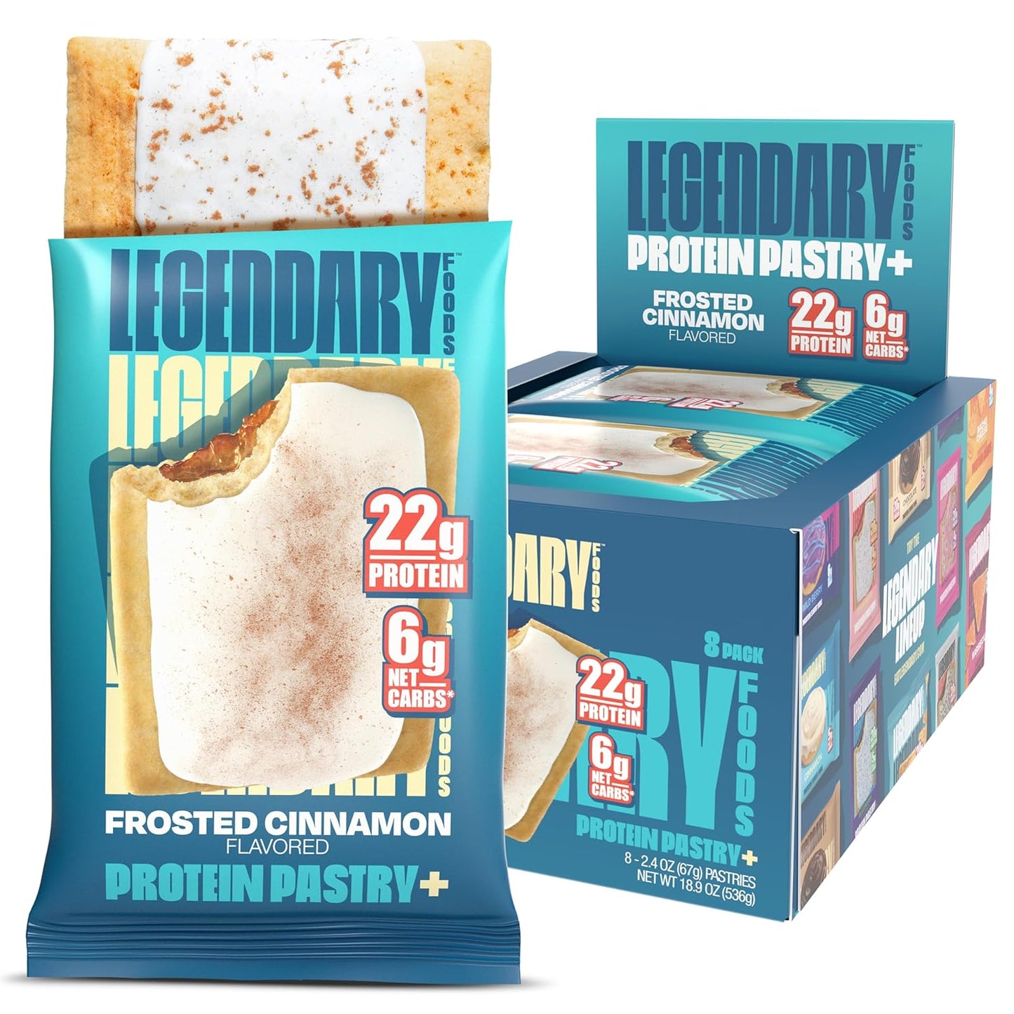 Low Carb High Protein Pastry+ Snack Bar Box - Gluten-Free Keto Energy Bars, 22g Protein, Zero Sugar - Bariatric & Diabetic Friendly