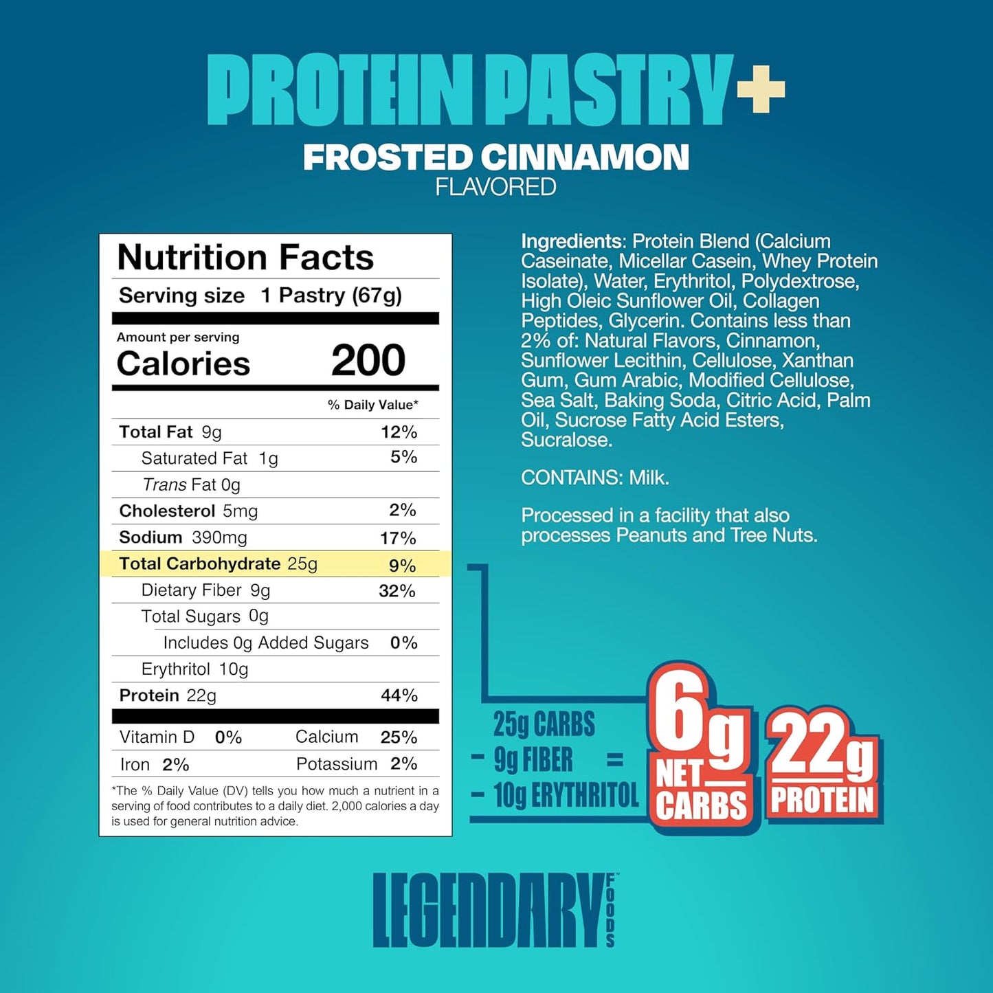 Low Carb High Protein Pastry+ Snack Bar Box - Gluten-Free Keto Energy Bars, 22g Protein, Zero Sugar - Bariatric & Diabetic Friendly