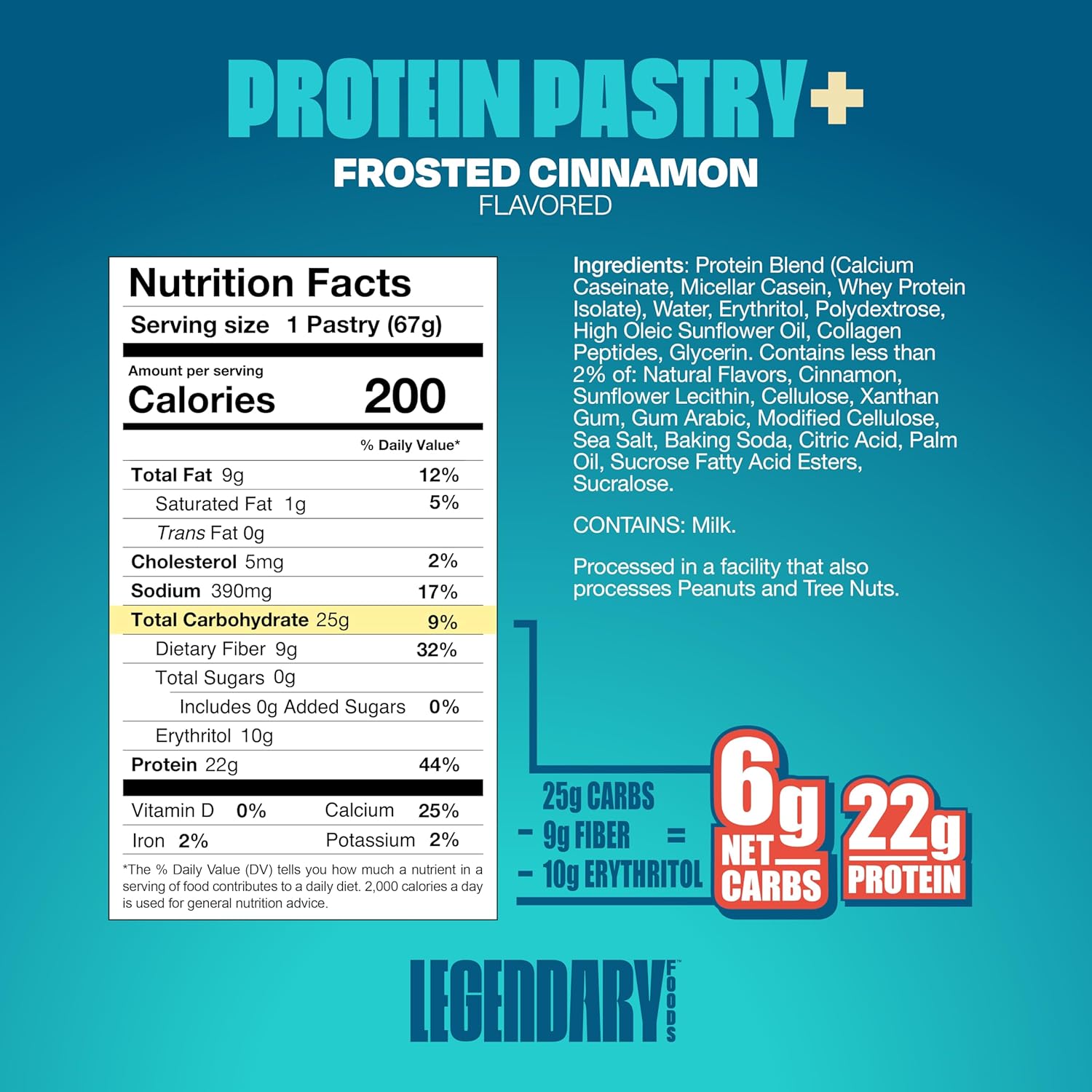 Low Carb High Protein Pastry+ Snack Bar Box - Gluten-Free Keto Energy Bars, 22g Protein, Zero Sugar - Bariatric & Diabetic Friendly