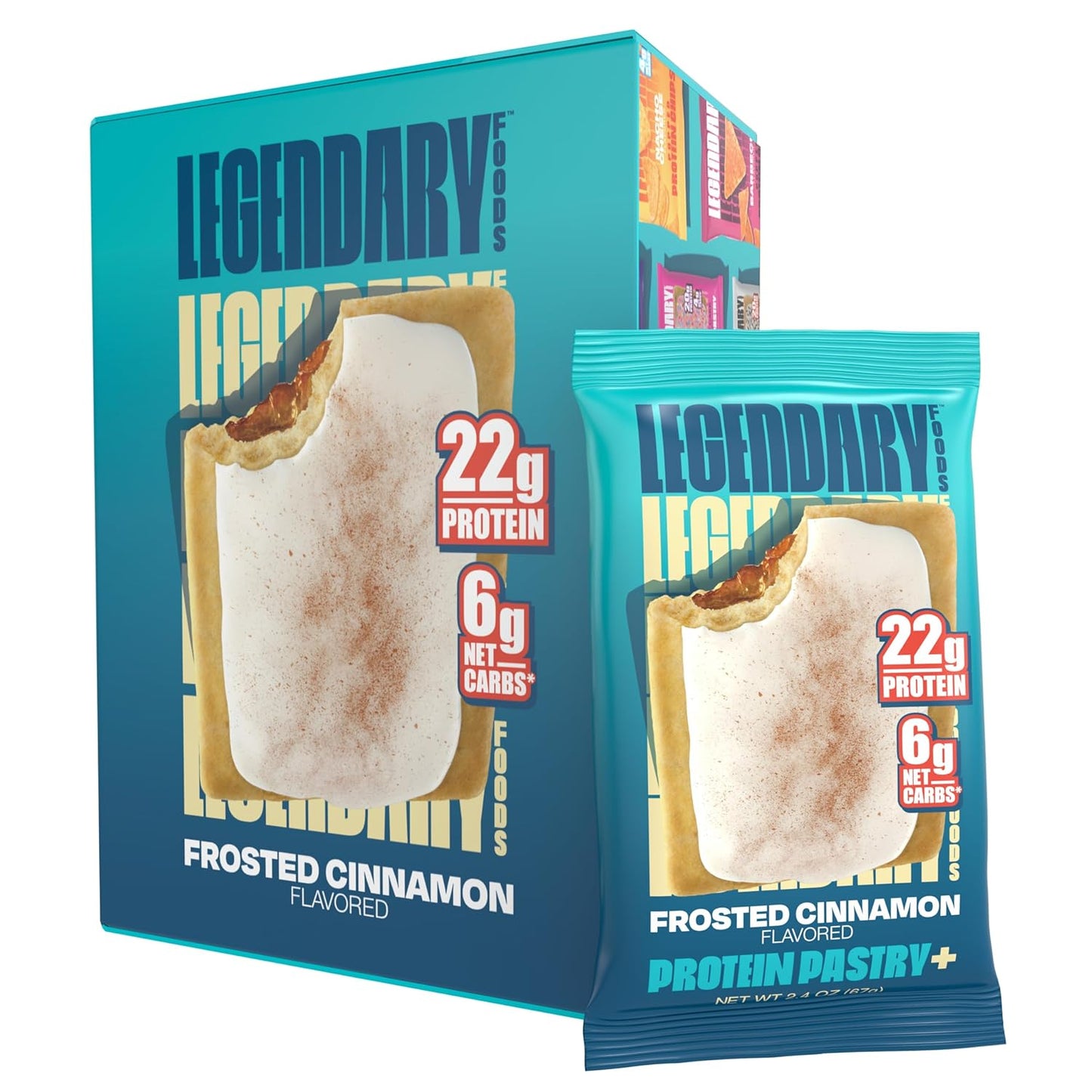 Low Carb High Protein Pastry+ Snack Bar Box - Gluten-Free Keto Energy Bars, 22g Protein, Zero Sugar - Bariatric & Diabetic Friendly