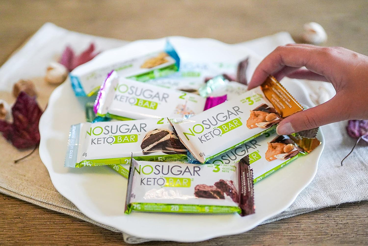 Low Carb No Sugar Keto Bar Snack - Chocolate Mint Flavor (12 Bars, 1.41oz each)