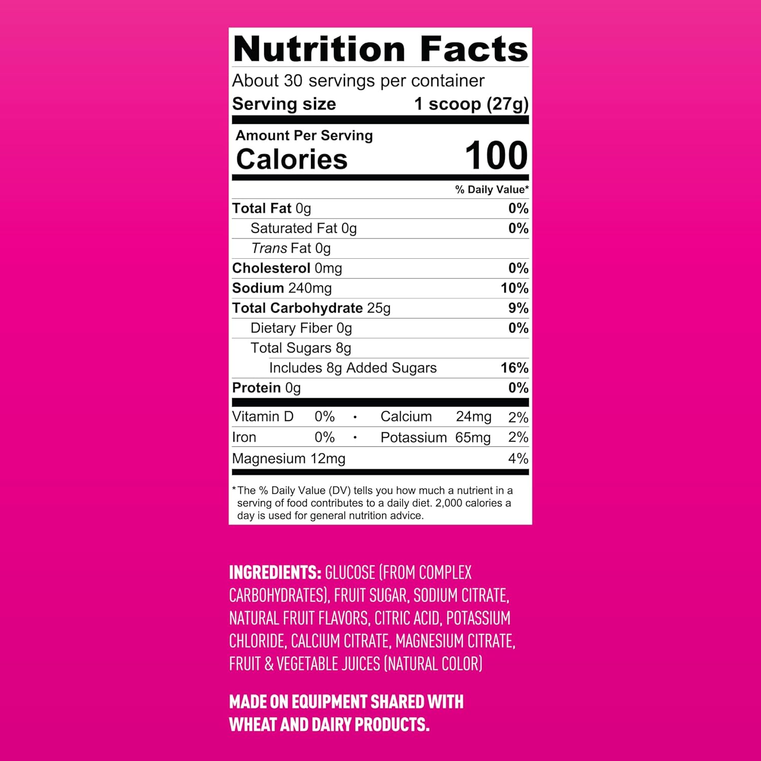 Low Sugar Endurance Fuel Sports Drink Mix - Raspberry Lemonade, 30 Servings