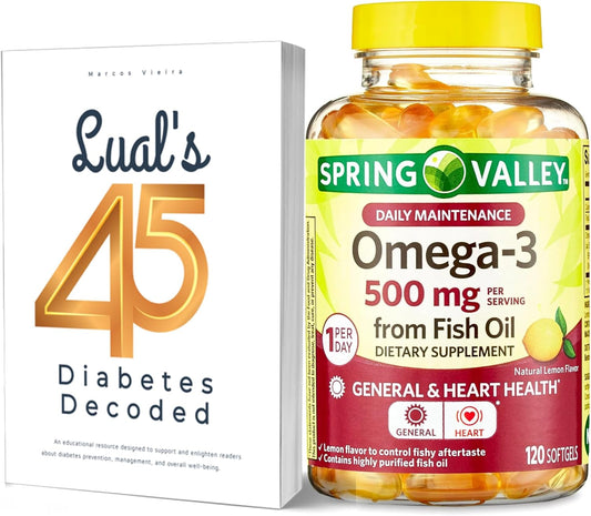 Lual's Omega-3 Fish Oil Bundle for Diabetes Management | 500mg Softgels | 120 Count Bottle | Omega-3 Fish Oil Supplements