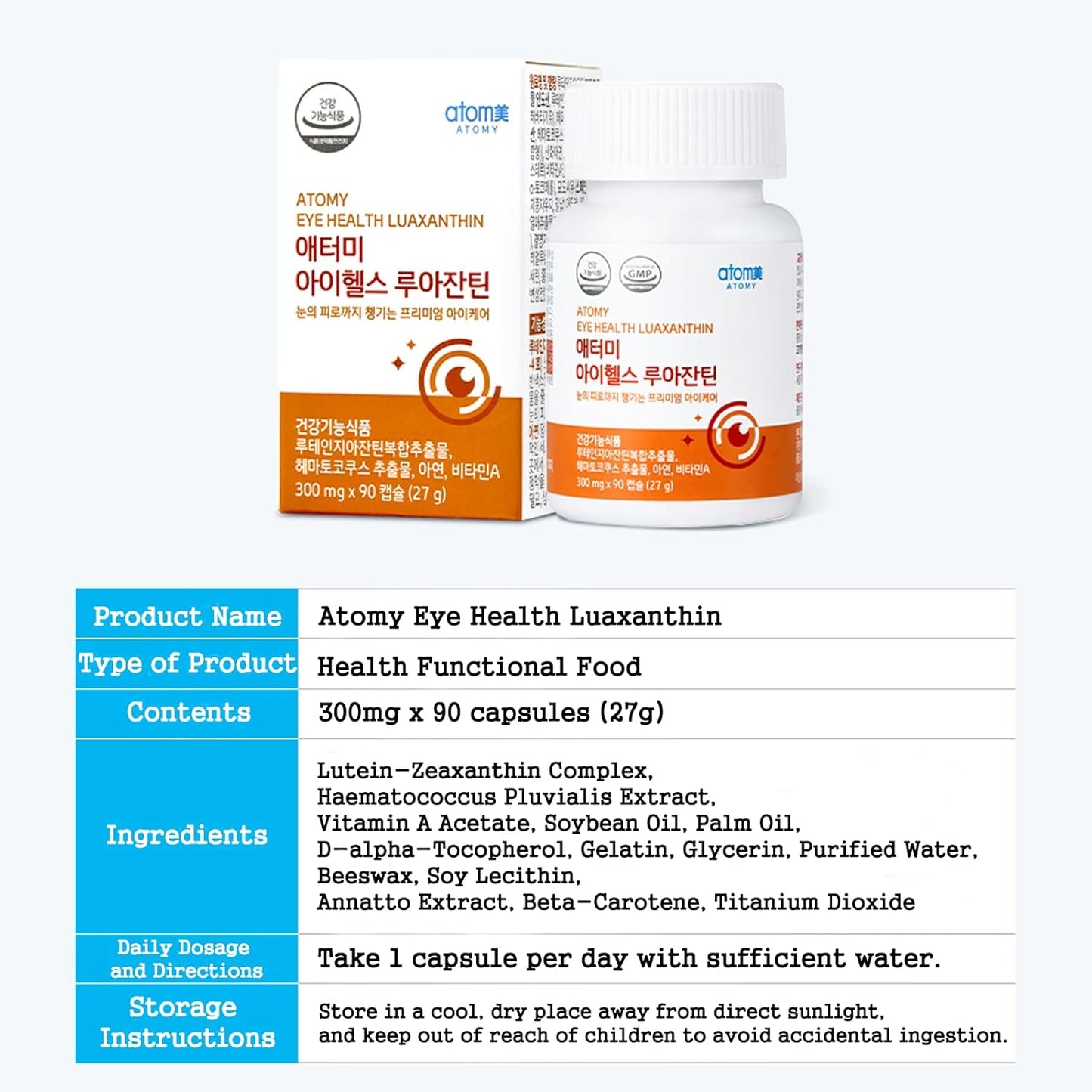 LUAXANTHIN Lutein and Zeaxanthin Supplement with Vitamin A & Zinc for Eye Health - 90 Capsules, 1 Pill Daily