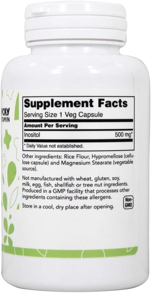 LuckyVitamin Inositol 500mg Capsules for Cellular Health - 100 Count