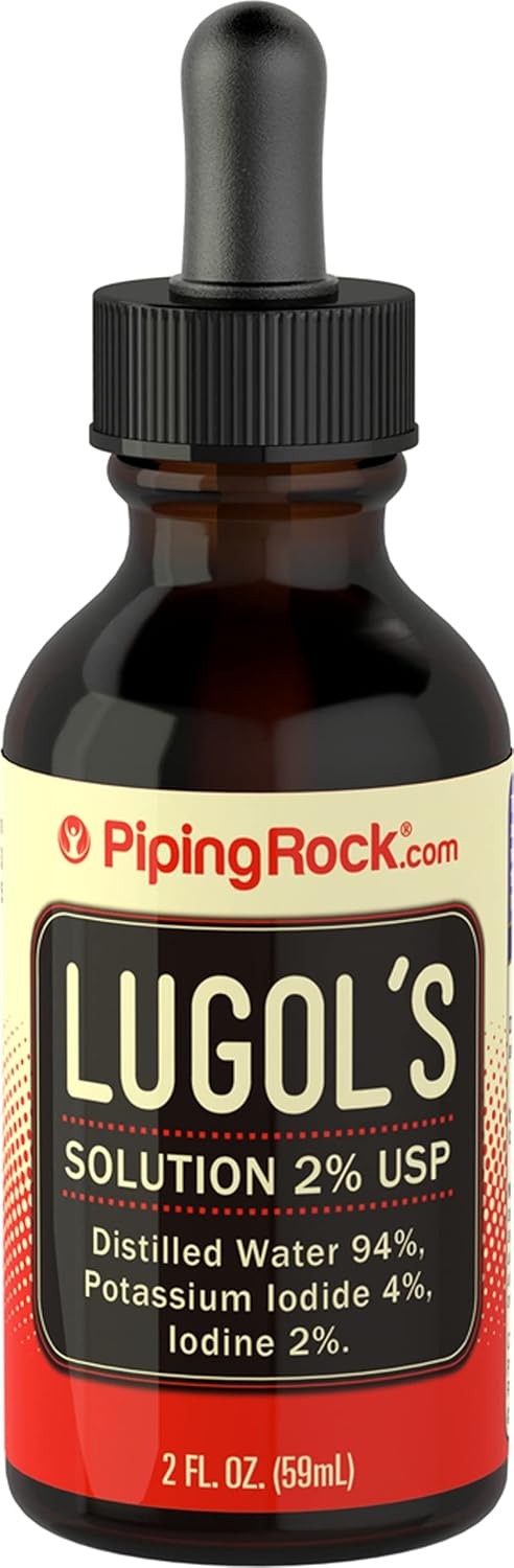 Lugols Iodine Drops 2% Liquid Supplement 2 fl oz with Potassium Iodide 4% by Piping Rock