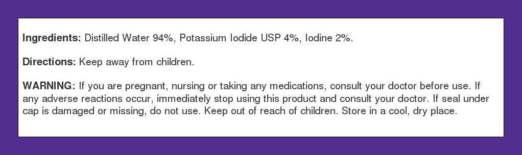 Lugols Iodine Drops 2% Liquid Supplement 2 fl oz with Potassium Iodide 4% by Piping Rock