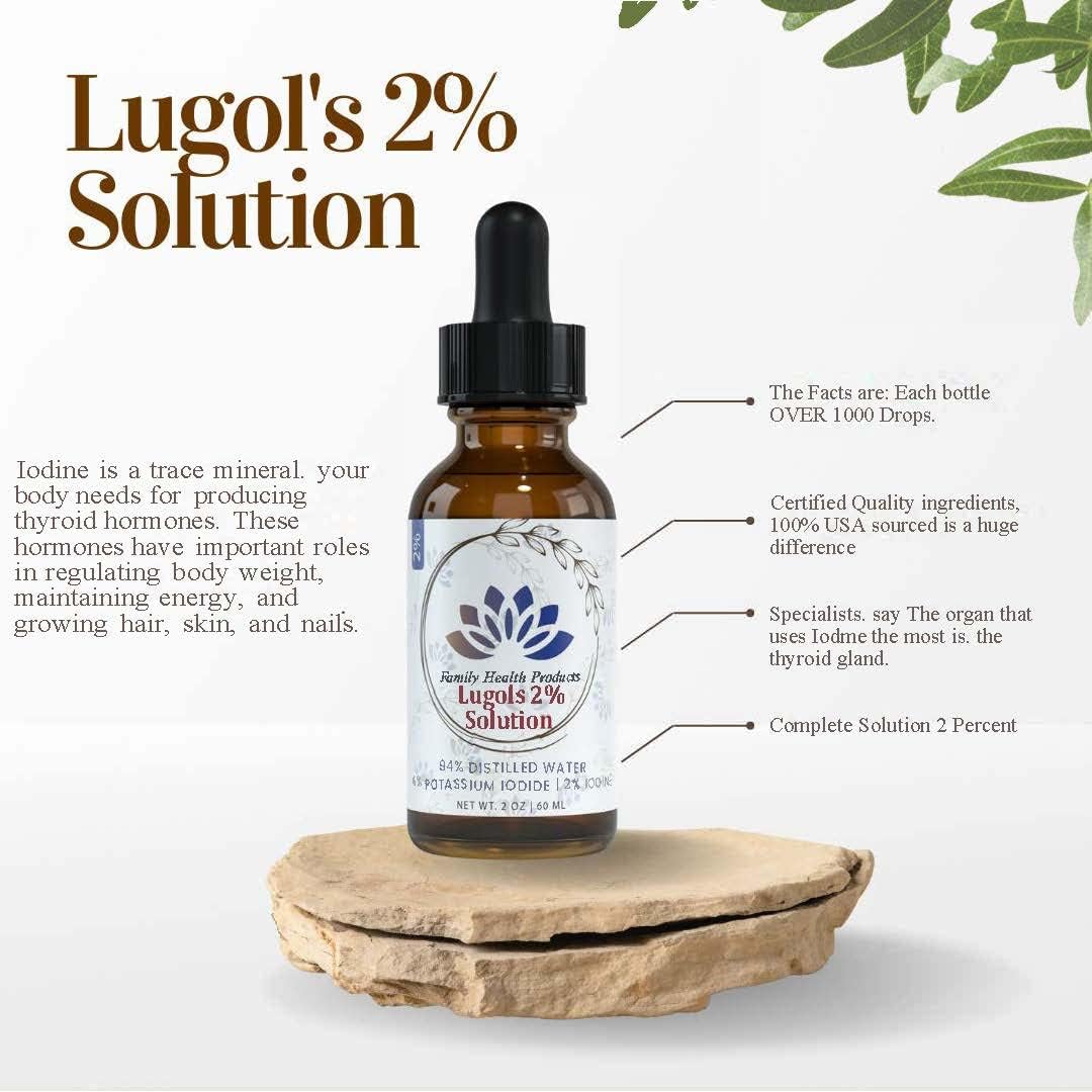 Lugols Iodine Solution 2% - Potassium Iodide Liquid Drops for Family Health - Red - 1 Pack