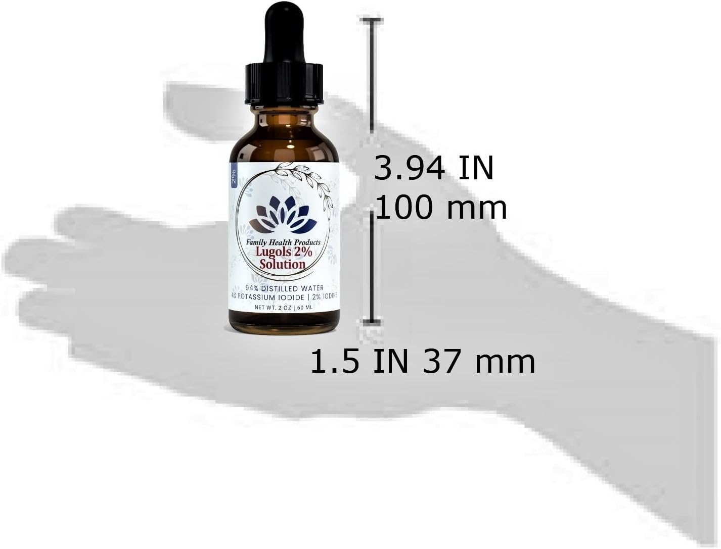 Lugols Iodine Solution 2% - Potassium Iodide Liquid Drops for Family Health - Red - 1 Pack