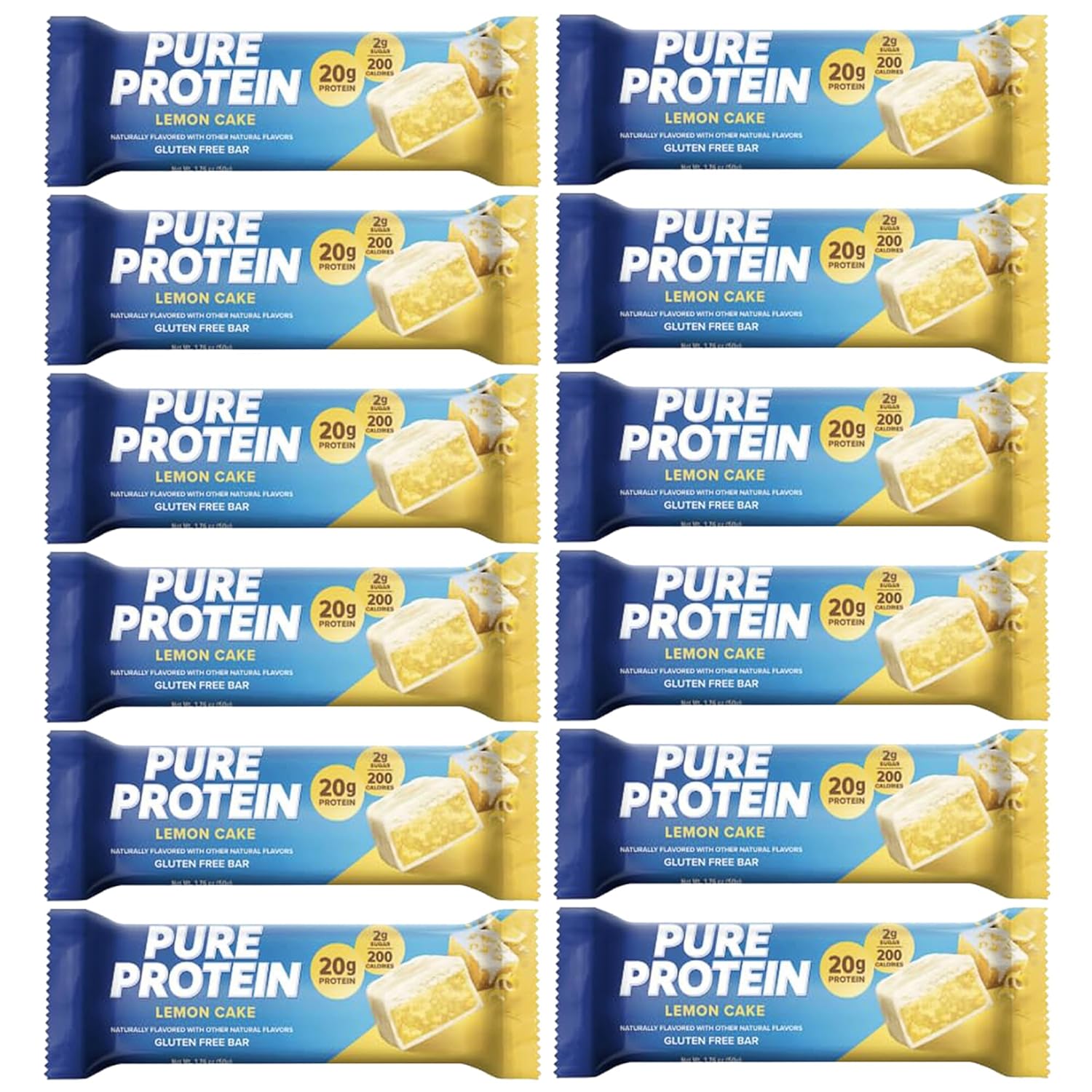 Lulurose Lemon Cake Protein Bars - 12 Count, High Protein, Low Sugar, Nutritious Energy Snacks