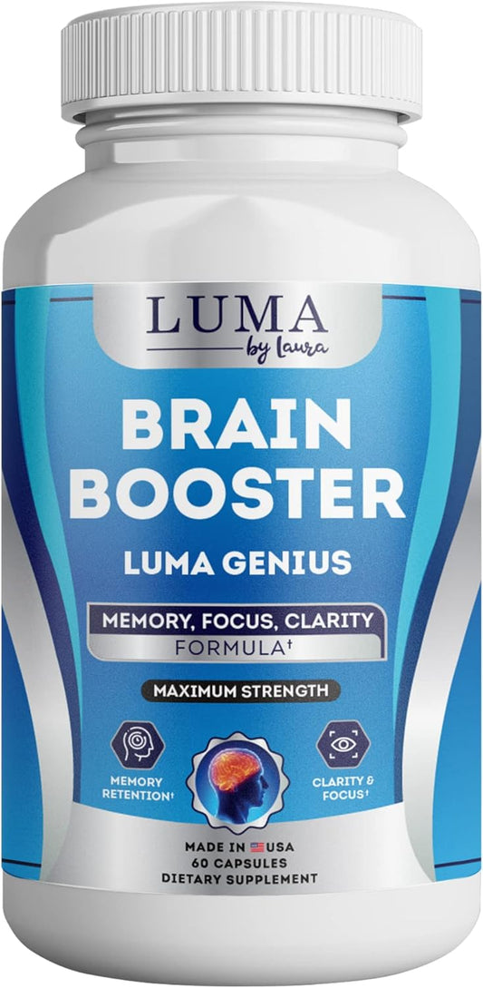 Luma By Laura Cognitive Function Support Supplement with GABA and Green Tea Extract - 60 Capsules for Clarity, Memory, Mood, Focus, Mental Performance