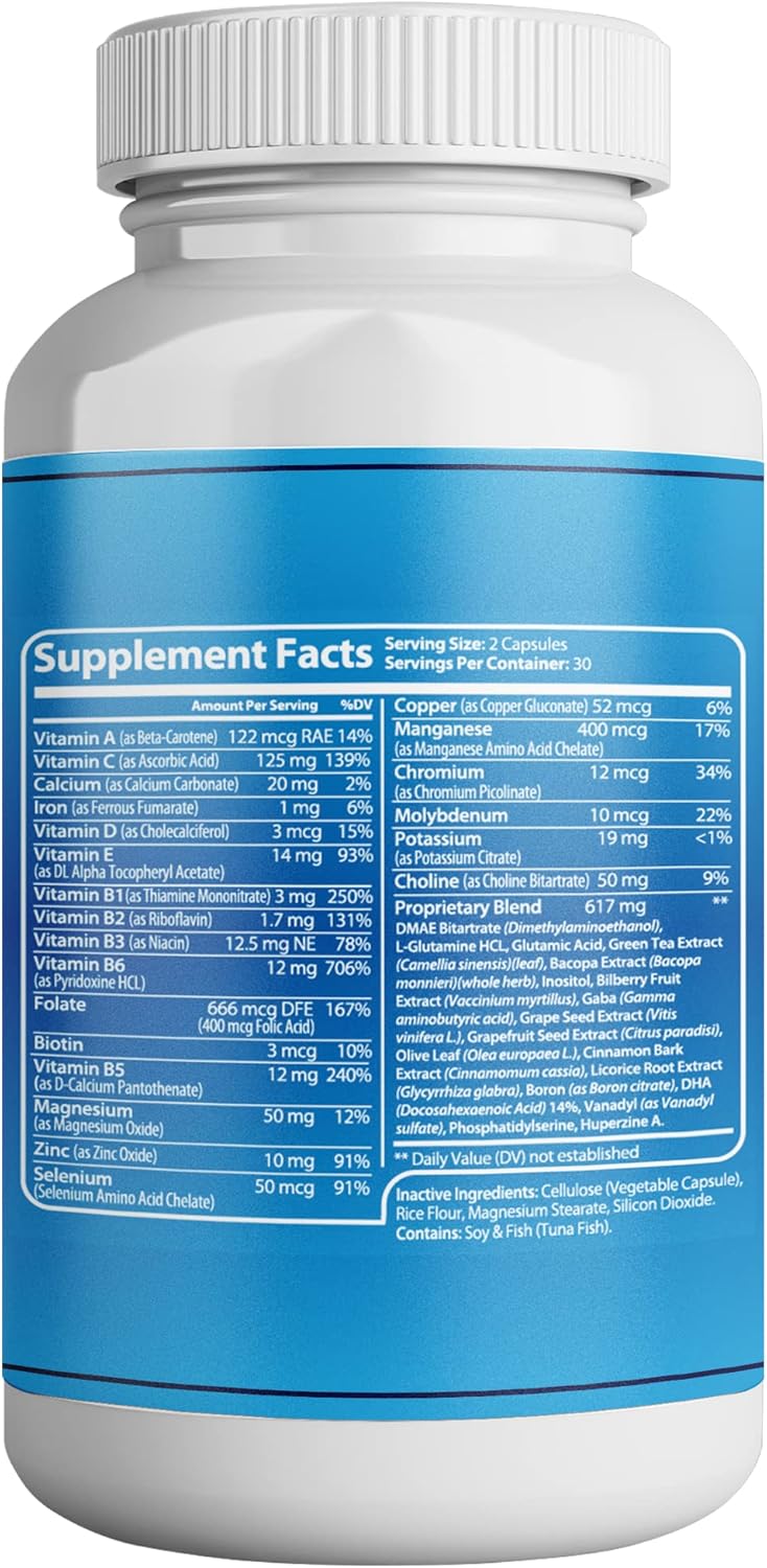Luma By Laura Cognitive Function Support Supplement with GABA and Green Tea Extract - 60 Capsules for Clarity, Memory, Mood, Focus, Mental Performance