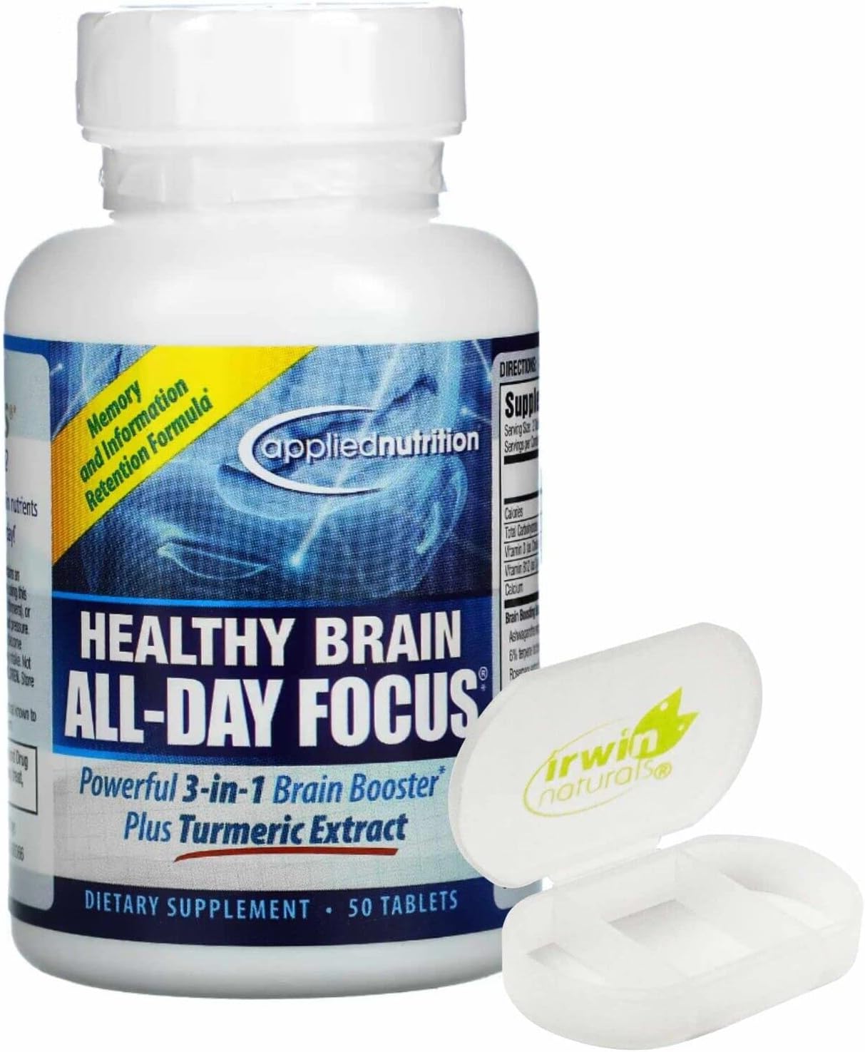 Lumintrail Nutrition Tumeric Extract Supplement for All-Day Brain Focus - 50 Tablets with Pill Case
