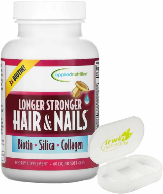 Lumintrail Vitamin Supplement for Longer, Stronger Hair and Nails - 60 Soft Gels with Pill Case