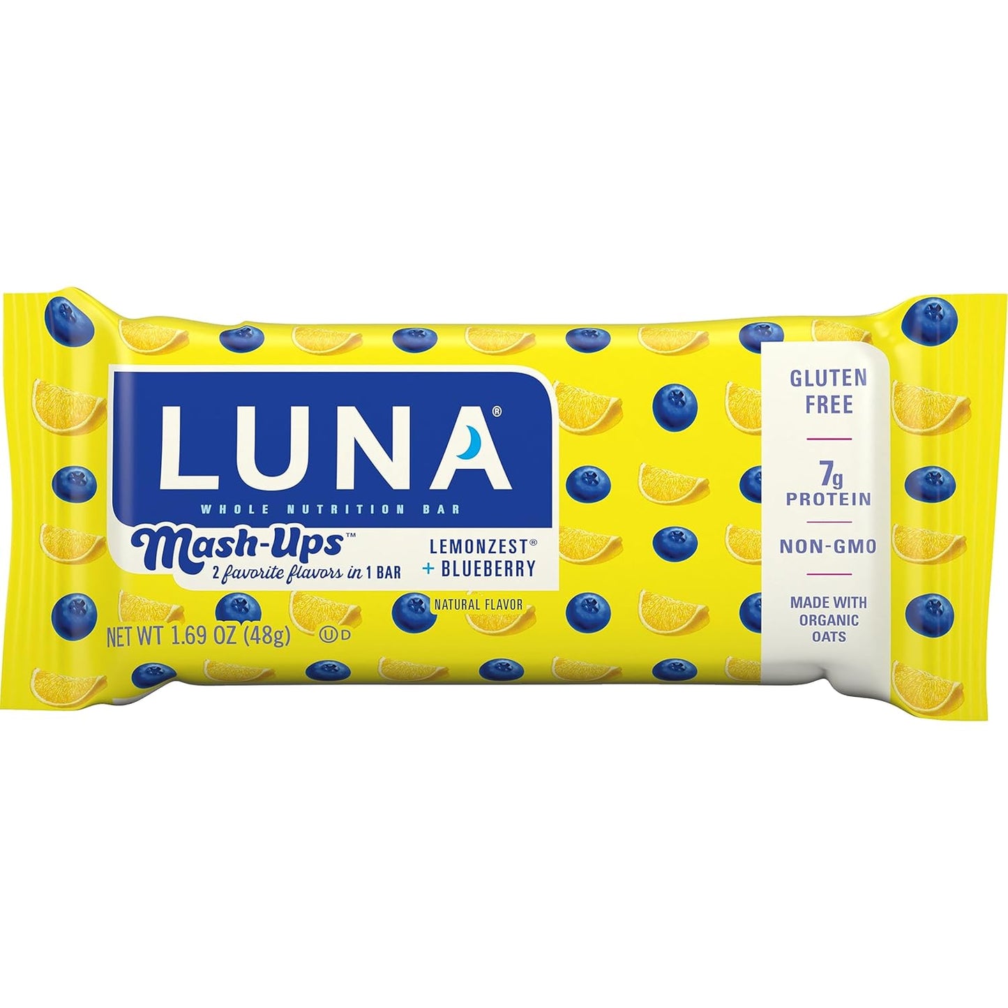 LUNA Bar Variety Pack (12 Count) + LemonZest Blueberry Mash-Ups (15 Count) - Gluten-Free Non-GMO Snack Bars with 7-9g Protein