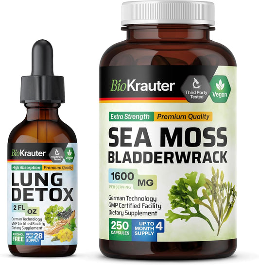 Lung Detox Tincture with Sea Moss Capsules - Herbal Detox Supplement Set
