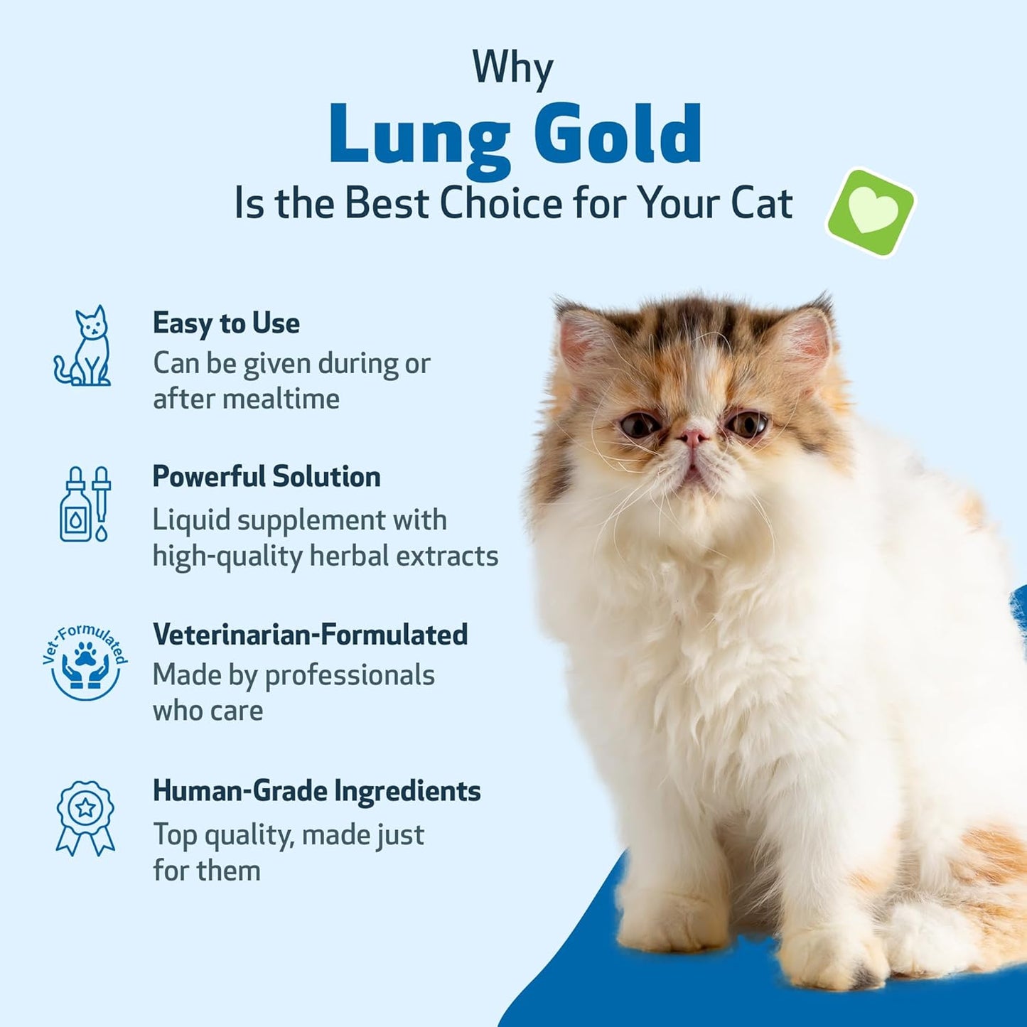 Lung Gold Herbal Supplement for Cats - Supports Lung Health, Immune Function, and Respiratory Wellness - Veterinarian-Formulated - 2 oz