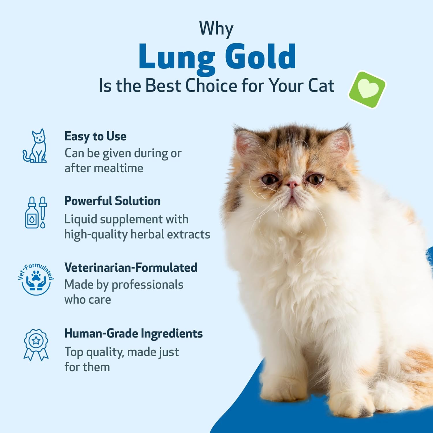 Lung Gold Herbal Supplement for Cats - Supports Lung Health, Immune Function, and Respiratory Wellness - Veterinarian-Formulated - 2 oz