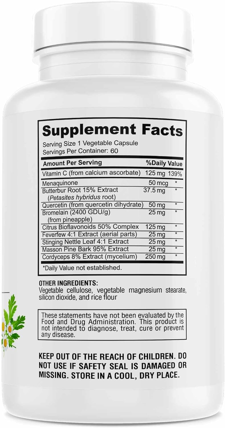 Lung Support Capsules - Natural Formula for Comfortable Breathing, Seasonal & Respiratory Health, 60ct