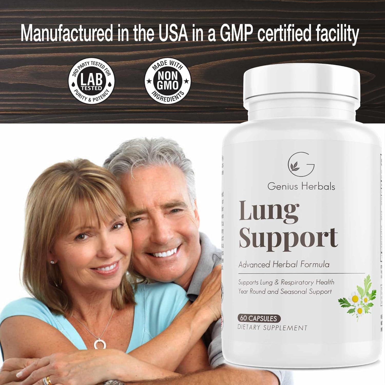 Lung Support Capsules - Natural Formula for Comfortable Breathing, Seasonal & Respiratory Health, 60ct