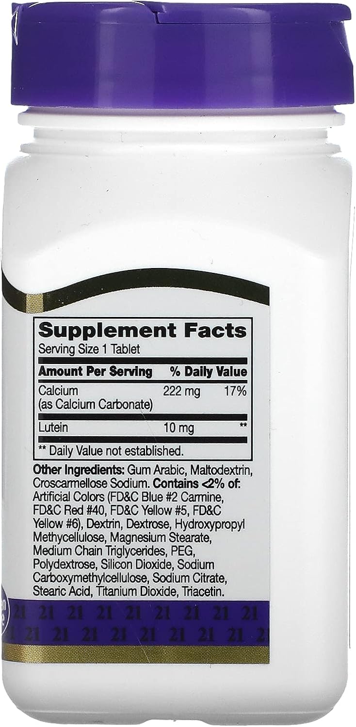 Lutein 10 mg Tablets for Eye Health Support, 60 Count - 21st Century Formula