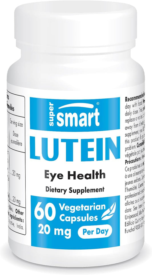 Lutein 20mg Eye Care Supplement with Marigold Extract - 100% Natural & Non-GMO - 60 Vegetarian Capsules