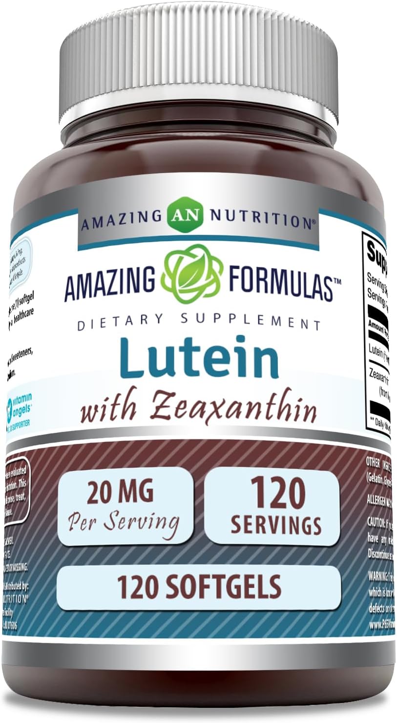 Lutein 20mg with Zeaxanthin 800mcg Softgels Supplement - Non-GMO, Gluten Free - 120 Count - Made in USA by Amazing Nutrition Amazing Formulas