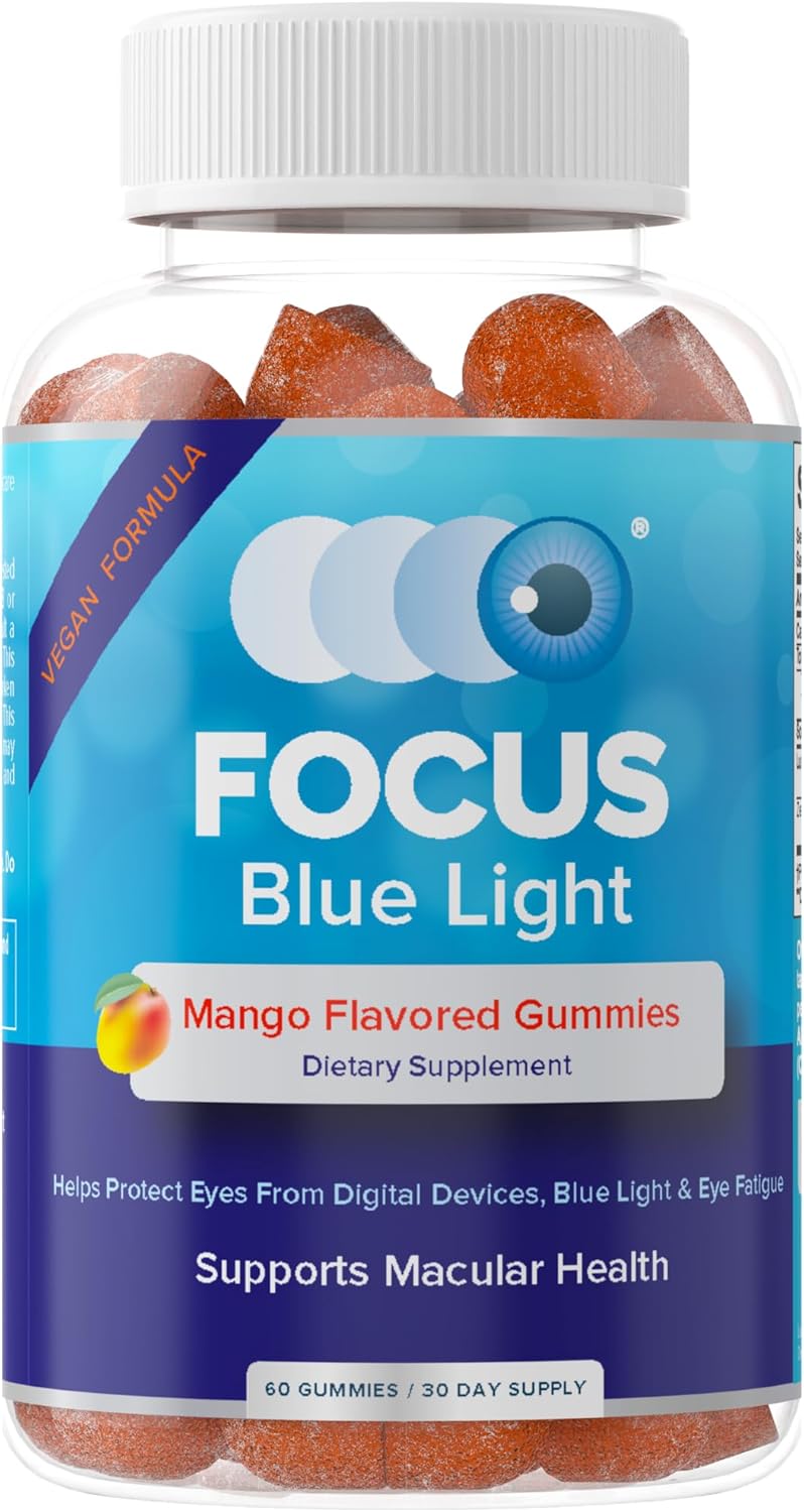 Lutein and Zeaxanthin Blue Light Gummy Supplements for Eye Health - 60 Count - Mango Flavor - 30 Day Supply