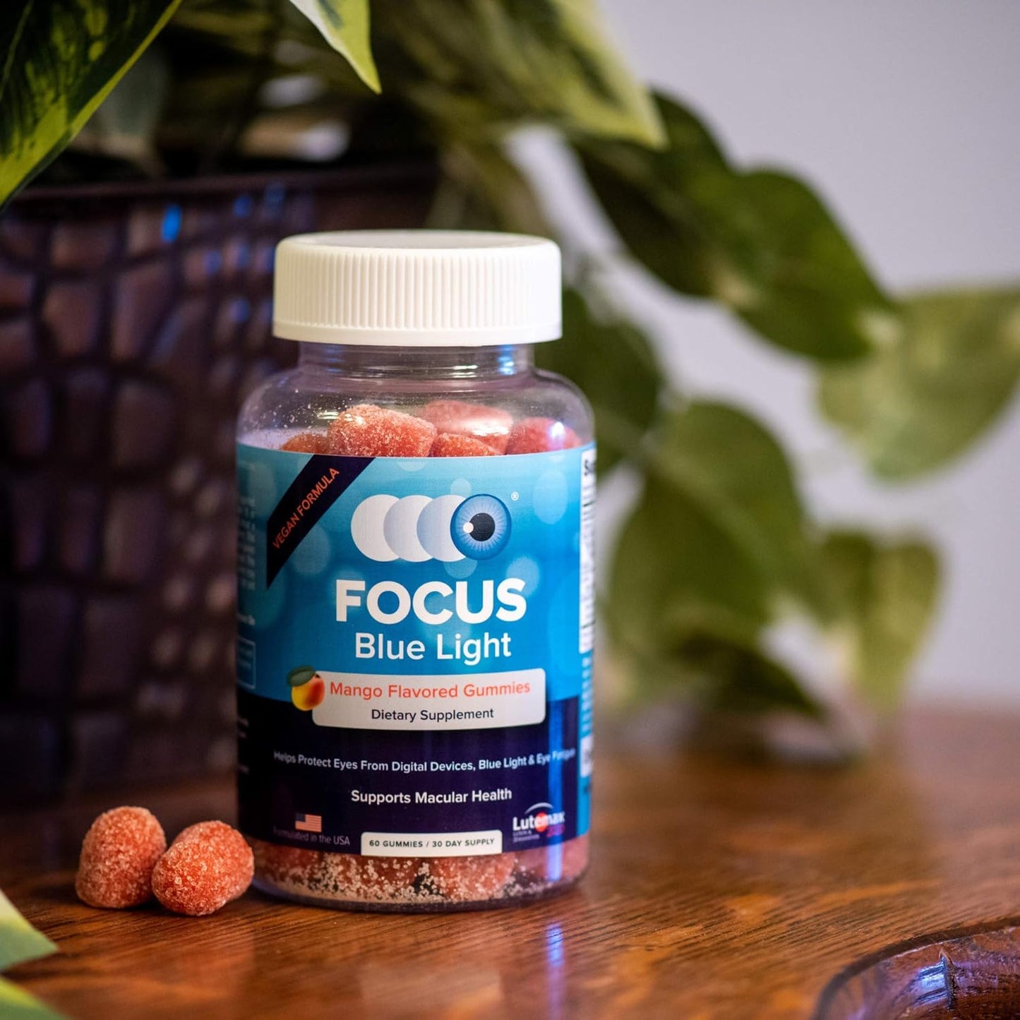 Lutein and Zeaxanthin Blue Light Gummy Supplements for Eye Health - 60 Count - Mango Flavor - 30 Day Supply