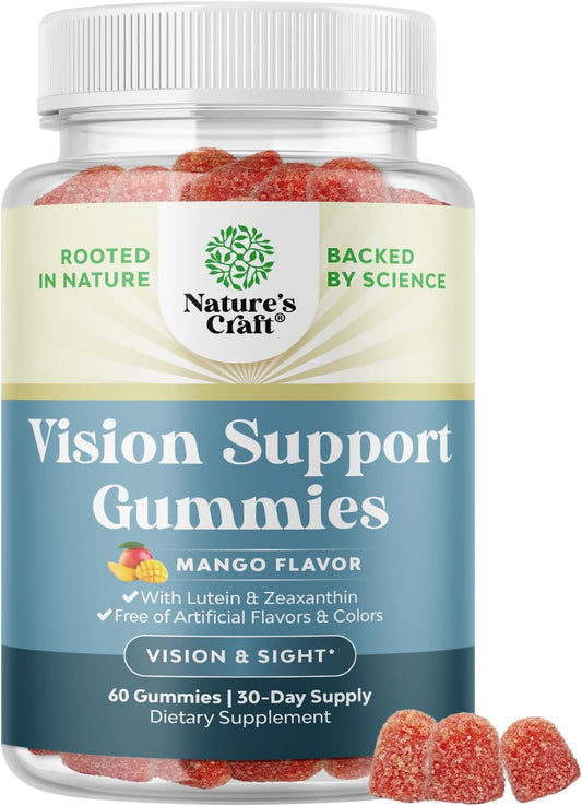 Lutein and Zeaxanthin Eye Health Gummies for Adults - Vision Support Supplements with Blue Light Protection - 60 Count